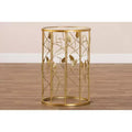 Anaya Glam Brushed Metal and Glass Leaf Accent End Table Gold - Baxton Studio