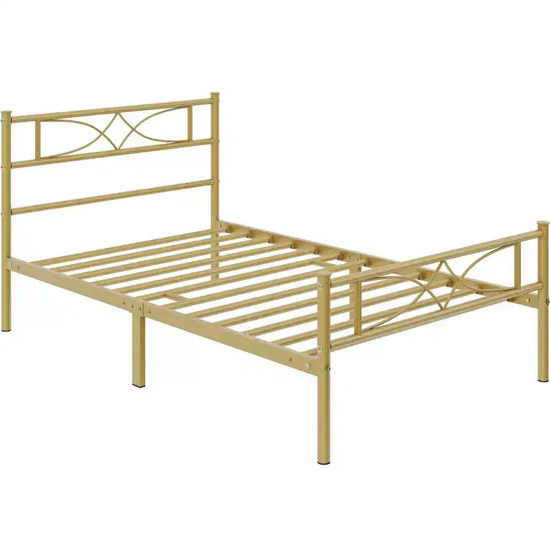 Yaheetech Simple Metal Bed Frame with Curved Design Headboard and Footboard